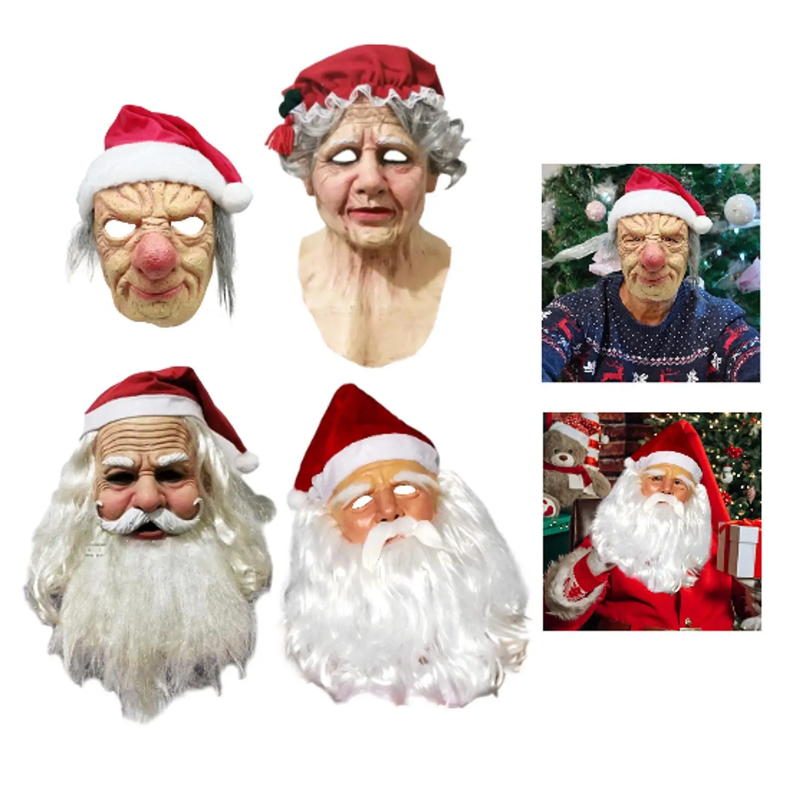 Christmas Latex Mask Realistic Headgear for Festival Christmas Carnivals