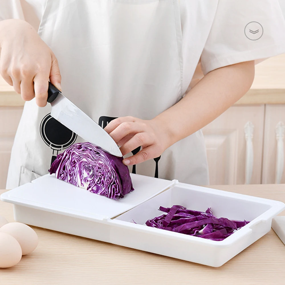 다기능 도마 회전 플라스틱 도마, 야채 과일 배수 보관 바구니 포함, 주방 가제트