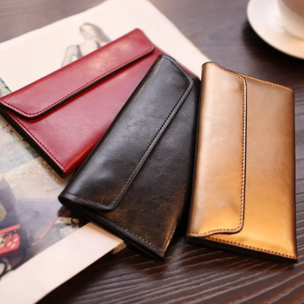 

Ins Genuine Leather Envelope Wallets Portable Korean Style Women Long Clutch Bag Multifunctional Coin Purse Change Bag Outdoor