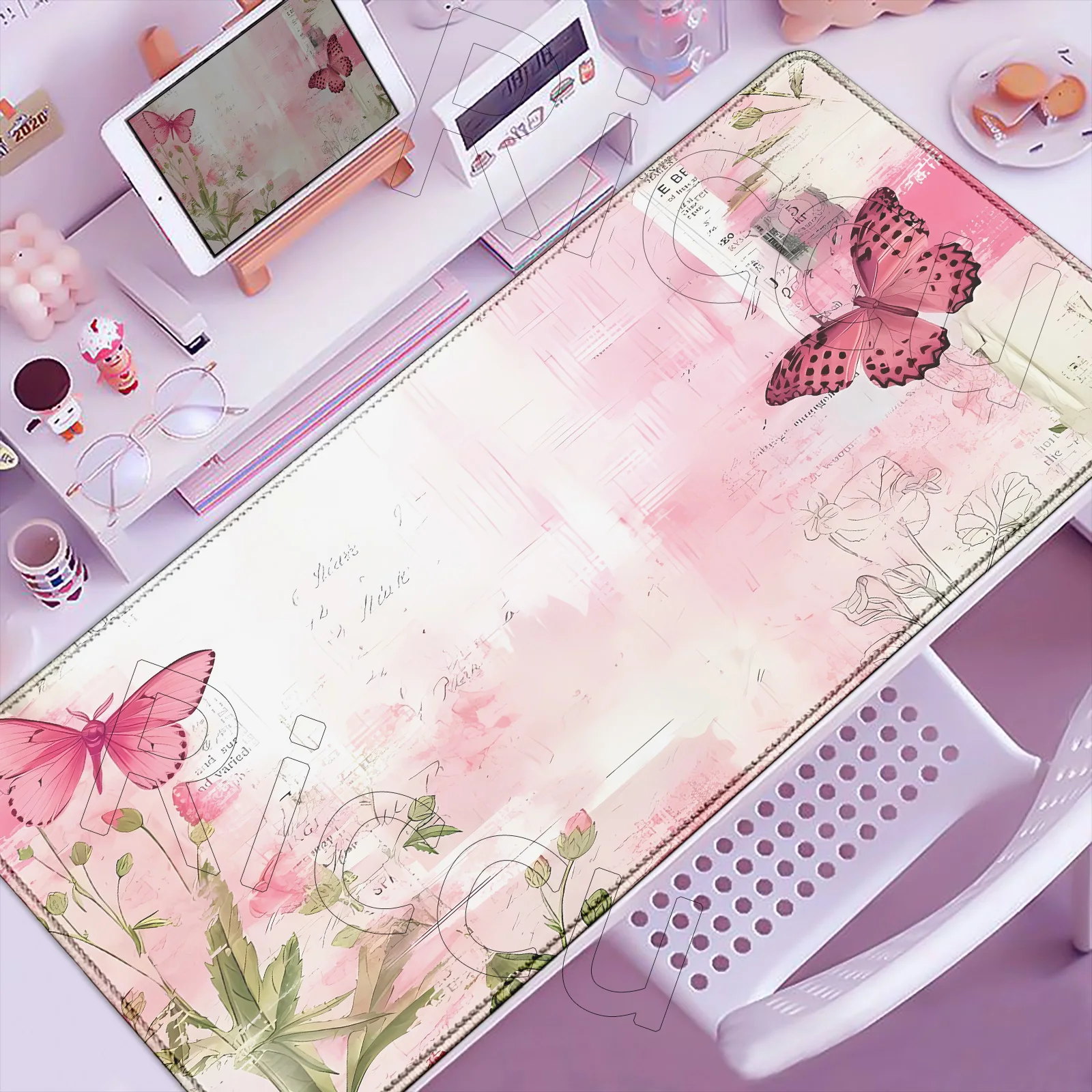 

New Vintage Flower Aesthetics Mouse Pad PC Large Non-slip Mousepad XXL Playmat Soft Office Game Carpet Computer Large Desk Mat