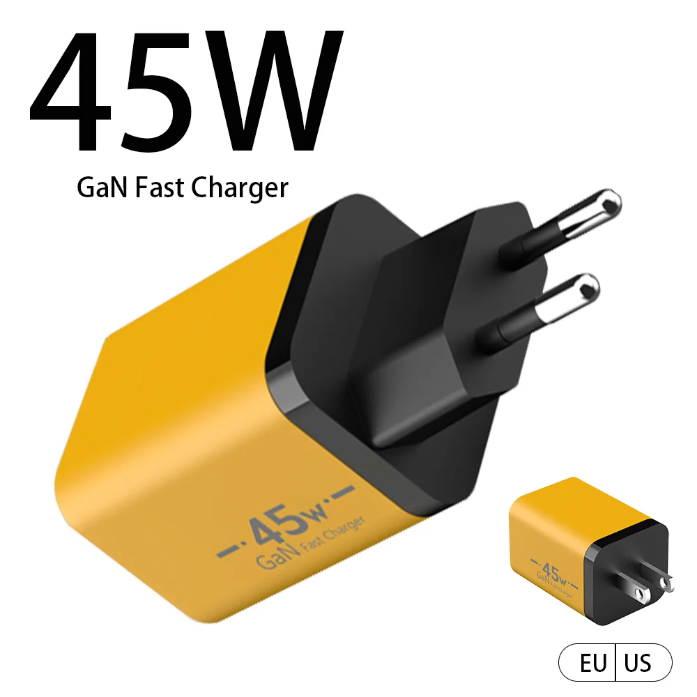 

Зарядное устройство Byscoon 45W GaN Type C с вилкой EU/US, быстрая зарядка SFC 2.0 PPS 3.0 QC4.0 PD для iPhone 17 16 15, Galaxy S25, Xiaomi, Huawei