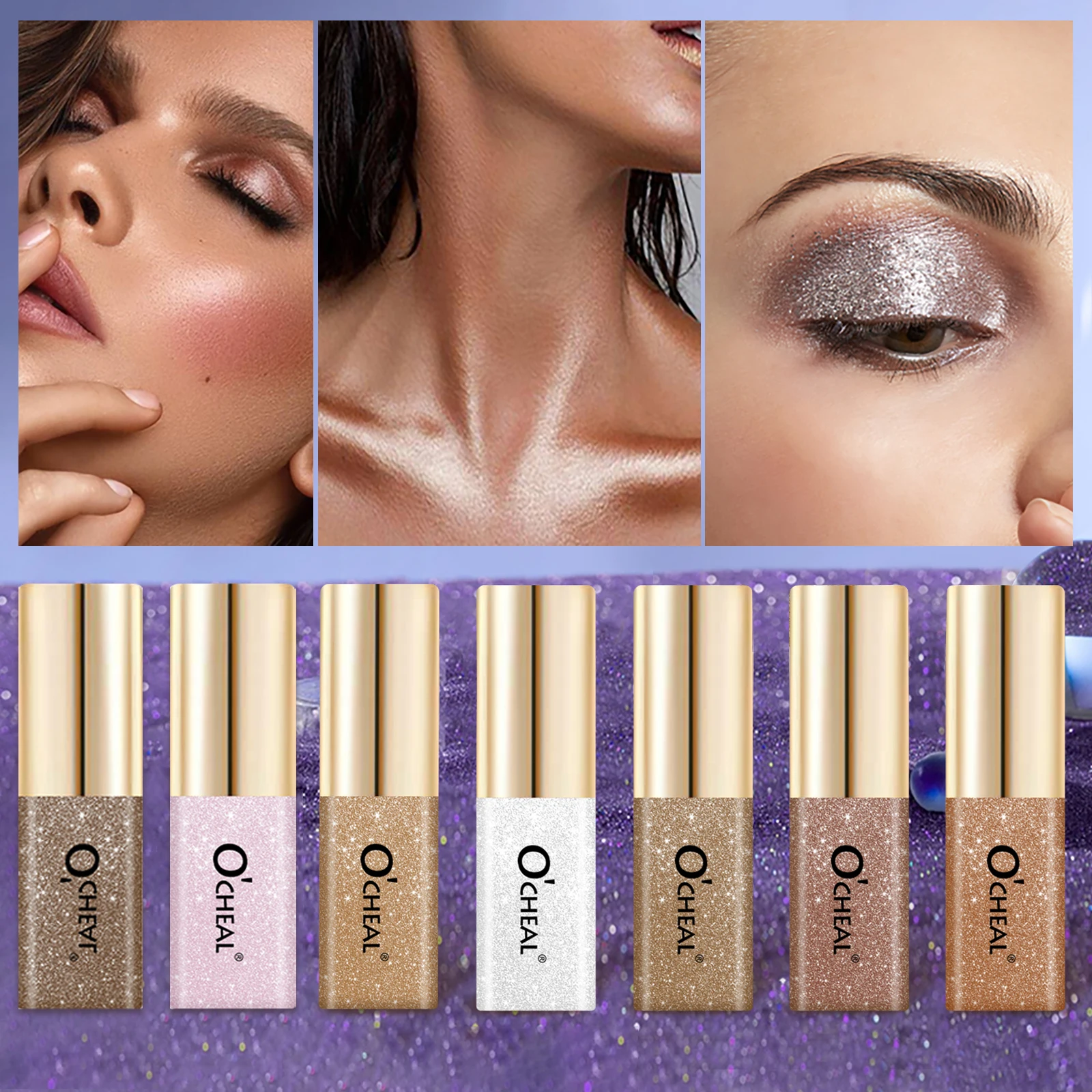 O’cheal Liquid Eye Shadow Neck Diamonds Shiny Waterproof Charming Silkworm Shimmer Eye Makeup Cosmetics Glitter Highly Pigmented