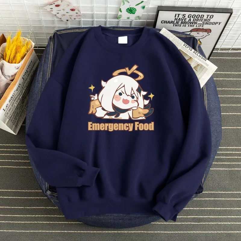 Hot 2022 Genshin Impact Emergency Food Print Sweatshirt Fleece Autumn Tops Thick Winter Mens Hoody Big Size Soft Men'S Hooded