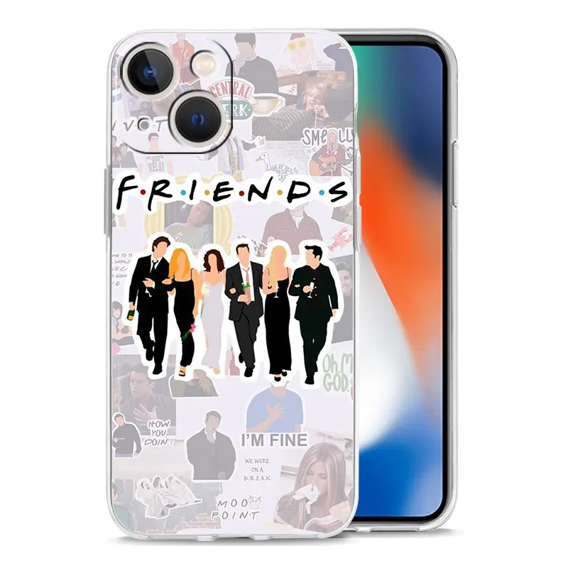 Case For iPhone 15 14 13 12 11 Pro Max X Xs XR 7 8 Plus Bumper Phone Cases Clear TPU Cover Central Perk Coffee friends tv show