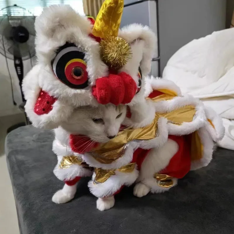 Costume Lion Dance Dog And Cat Spring Festival Dog Costume Chinese New Year Role Play Puppy Pet Chihuahua Puppy Costume