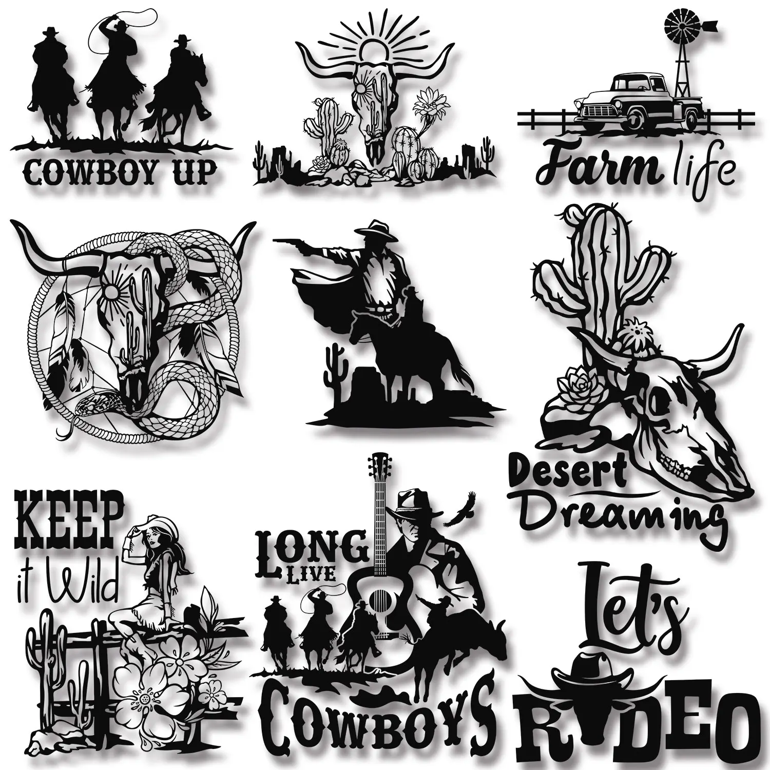 Cowboy Bull head picture Desert Dreaming Farm Life Minimalist style Versatile Iron on Decals Applique for Cloth Diy Craft