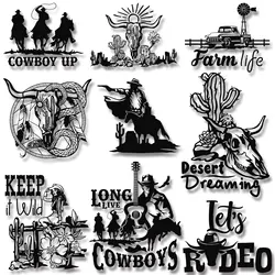 Cowboy Bull head picture Desert Dreaming Farm Life Minimalist style Versatile Iron on Decals Applique for Cloth Diy Craft