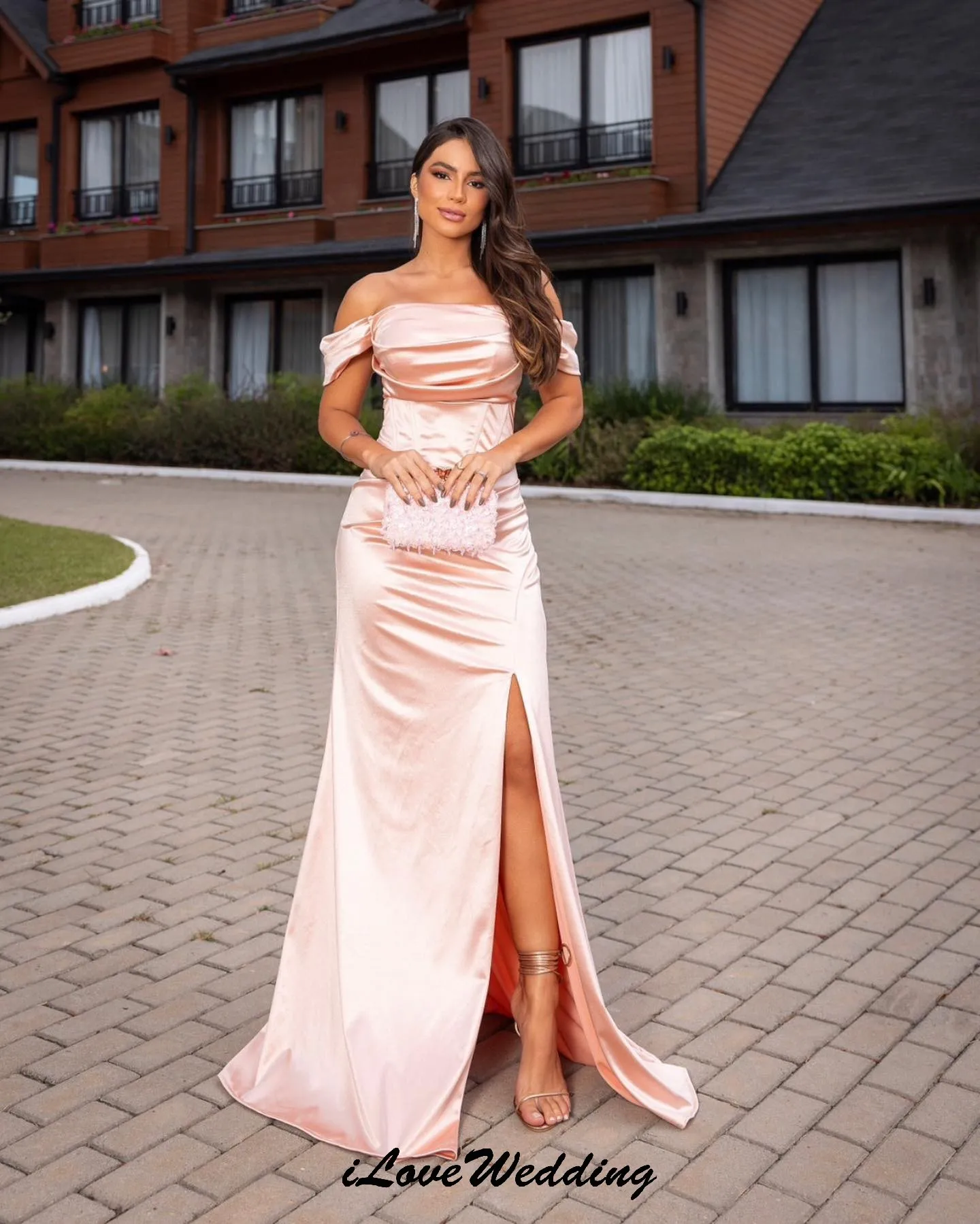 Vestido de dama de honor con hombros descubiertos, vestido de fiesta de boda para mujer, vestido de fiesta de sirena para invitados, largo hasta el suelo, personalizado, 2025