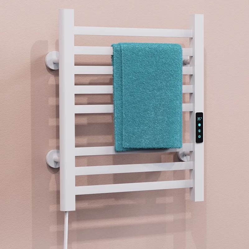 2025 Thermostatic Aluminium Black Grey Towel Heating Metal Electric Rail Swing Wall Mounted Heated Towel Rack for Bathroom
