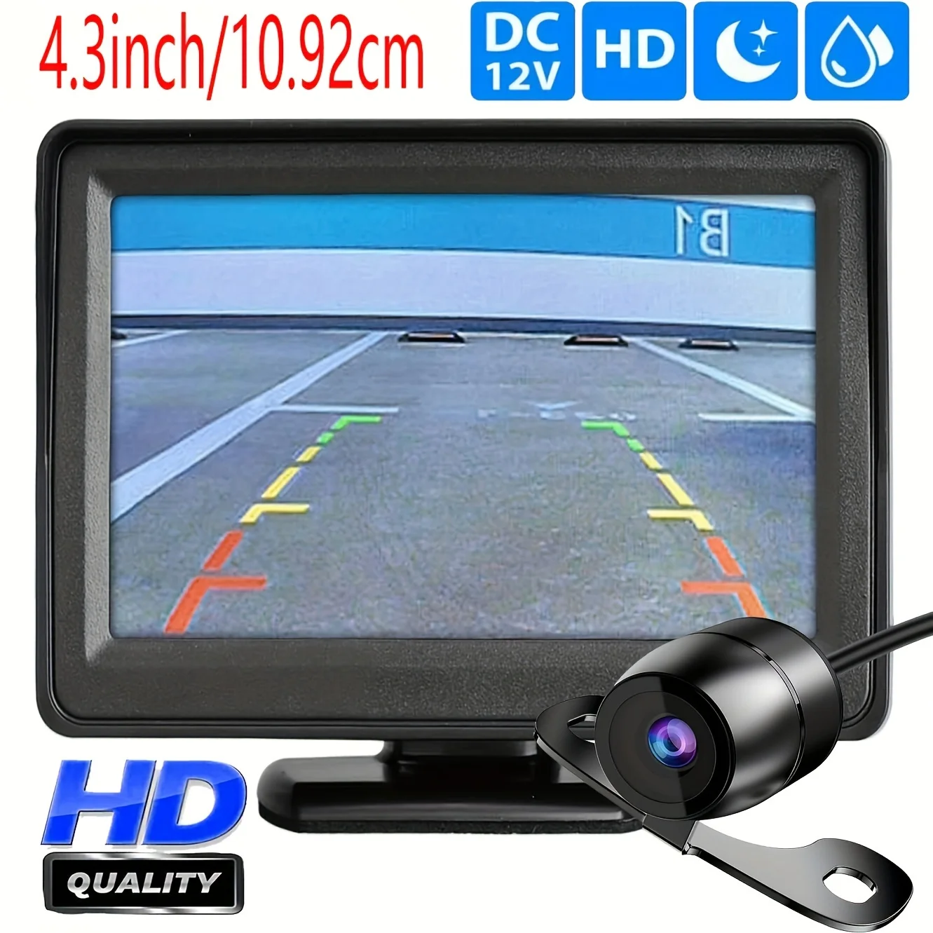 

Car Rear View Backup Camera Kit 4.3 inch Monitor with Reverse Camera Parking Assistant for Car Pickup SUV Truck Trailer