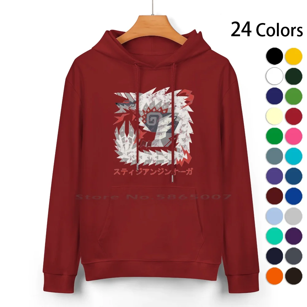 Monster Hunter World Iceborne Stygian Zinogre Kanji Cotton Hoodie Sweater 24 Colors Monster Hunter World Stygian Zinogre Kanji