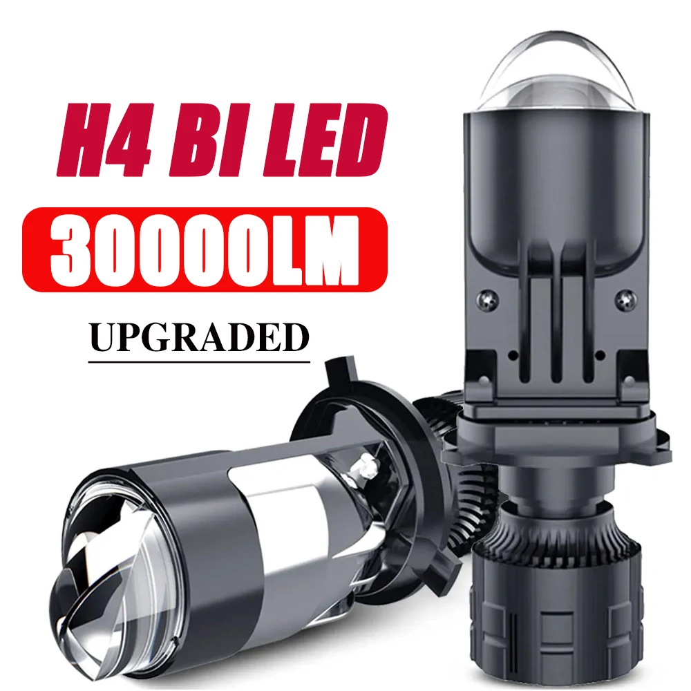 ثنائية LED العدسات H4 عدسة صغيرة العارض سيارة العلوي 30000LM المزدوج العارض لين عالية منخفضة شعاع السيارات موتو لمبة 12 فولت LHD RHD