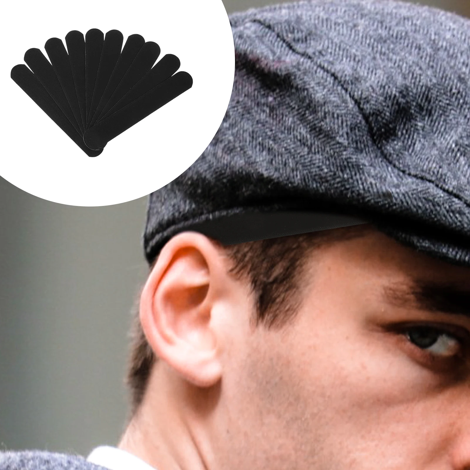 

50pcs Hat Sweat Sticker White Ultra-absorbent Liners Breathable Protective Pads Collar Sweat Absorber Hat Tape Size Reducer
