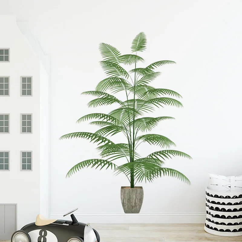 Large Green Plants Wall Stickers Palm Leaves PVC Living Room Art Vinyl Poster Wallpaper Home Decoration Mural