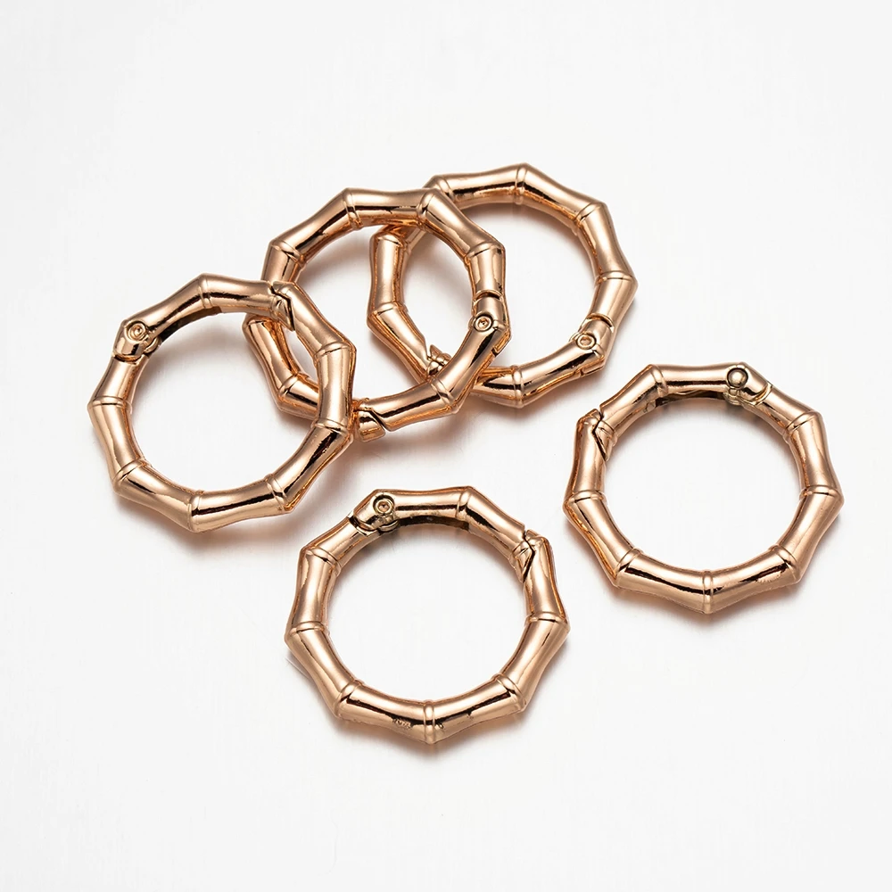 5pcs/Lot Metal Bamboo Spring Ring Round Key Buckles Clips Hooks Carabiner for DIY Connector Handbags Keychain Jewelry Accessory