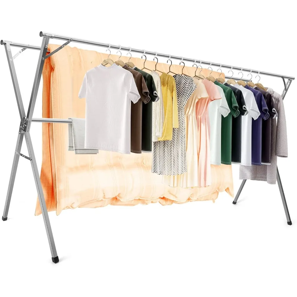 

Clothes Racks for Hanging,94.5 inch for Stainless Steel Adjustable and Foldable Space Saving Laundry Clothes Drying Rack for In