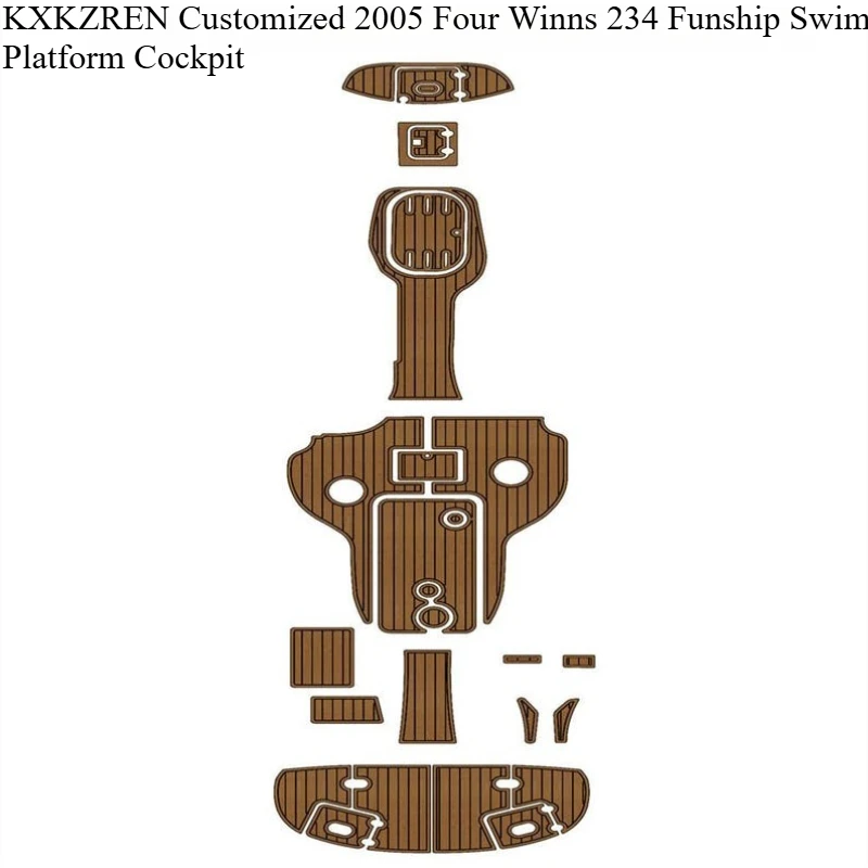 

KXKZREN Custom 2005 Four Winns 234 Funship Swim Platform Cockpit Boat Faux Teak Deck Sheet Mat Self-adhesive EVA Foam Floor Pad