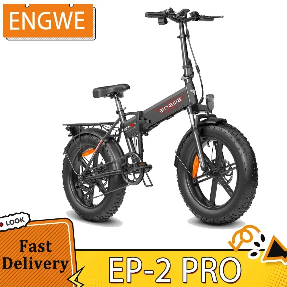 ENGWE EP-2 PRO 750W Electric Bike 20 Inch Folding Bicycle 48V 13Ah Fat Tire Mountain Bike Snow E-Bike 7 Speed Dual Disc Brake