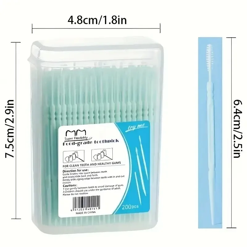 200 قطعة/صندوق مزدوج نهاية المتاح خيط تنظيف الأسنان فرشاة الأسنان مسواك العناية بصحة الفم الأسرة محاصر المحمولة مجموعة