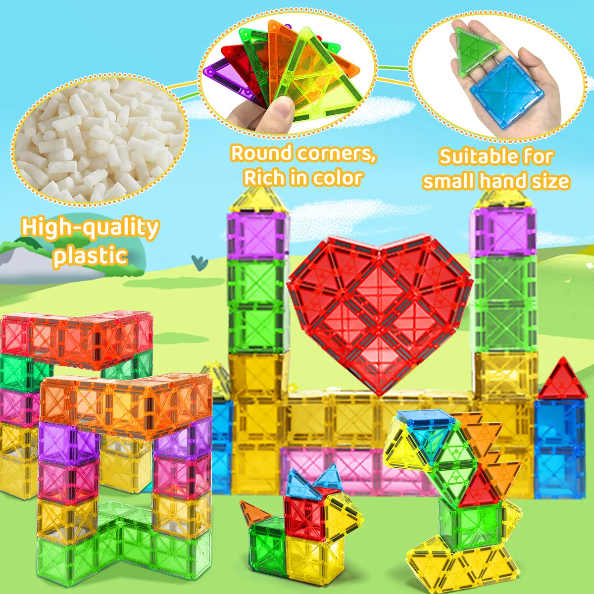 30/50/100 Magnetic Tiles Enhance Hands-On Ability and Creativity, Educational Puzzle Collage for Youth, Random Color Birthday Gift