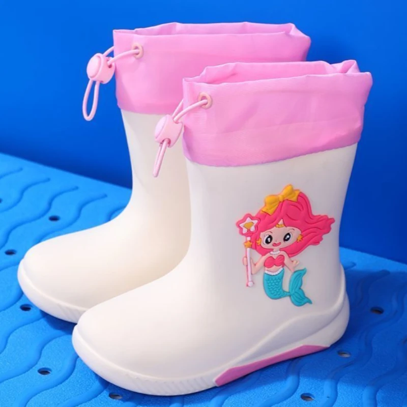 

Cute Cartoon Girls Waterproof Rain Boots for Kids Anti Slip Baby Waterproof Shoes Students Warm Footwear Outdoor Accessories
