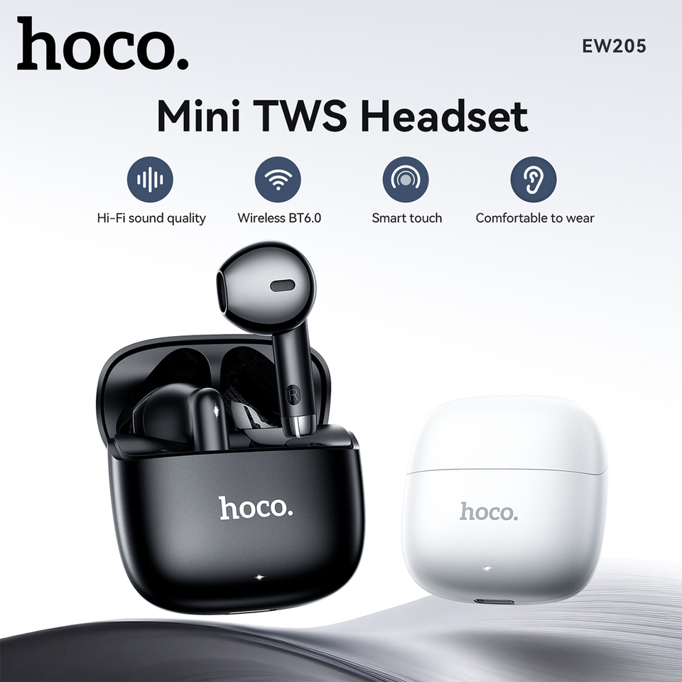  EW205 TWS Bluetooth Earbuds Wireless Headphones Stereo Sound Noise Isolating Earphones with Mic for Smartphones 