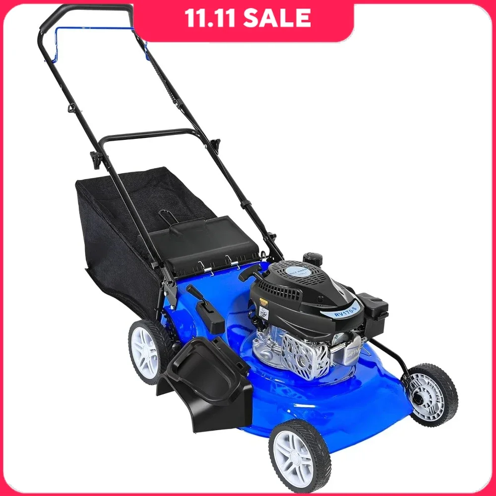 21 Inch Lawn Mower, 4-Cycle 170cc Engine, Adjustable 10-Positions Cutting Height, 3-in-1 Push Lawn Mower