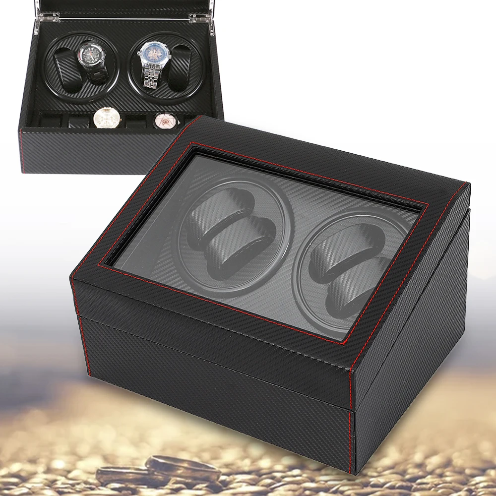 4+6 Automatic Rotation Watch Winder Box Carbon Fiber Watch Display Storage Case