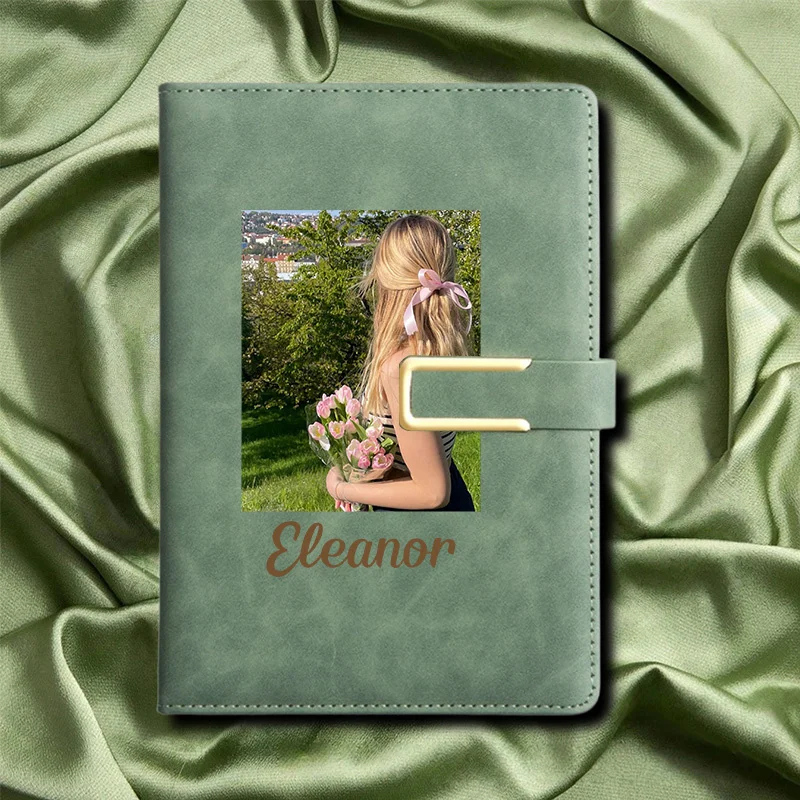 Customizable Faux Leather Notebook with Custom Name - A5 Size Textured Cover Diary for Work, Travel, Meetings, Halloween