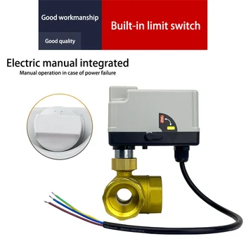 黃銅電動球閥,三線兩控,直流12-24V,三通/兩通,DN15、DN20、DN32、DN40,手動開關 10 最佳銷售 電動閥 - №1