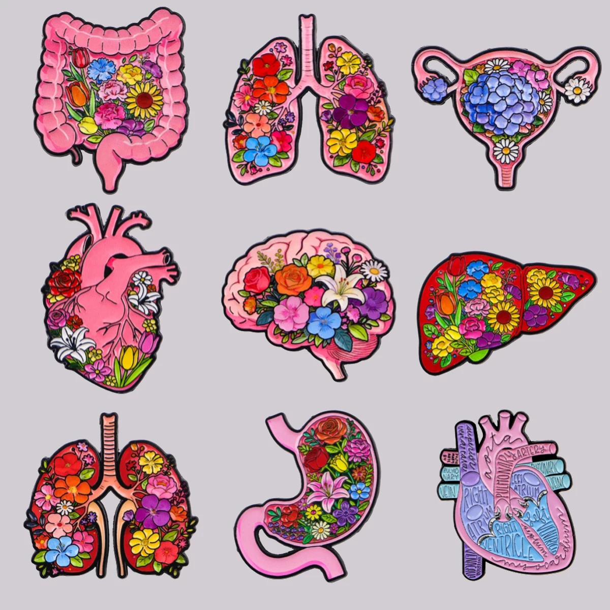 Heart Enamel Pin Human Organs Brooch Pines Lapel Pins Badge on Backpack Fashion Jewelry Medical Student Doctor Accessories