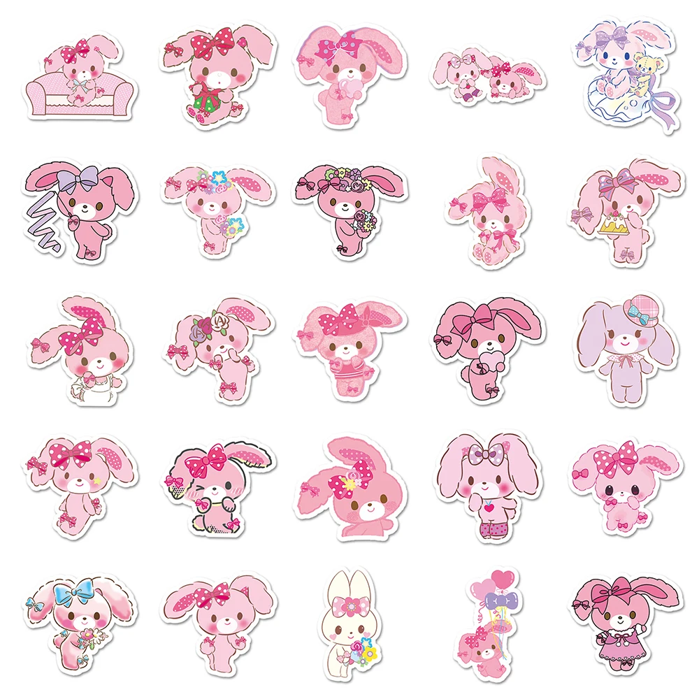 10/30/50pcs Cute Sanrio Bonbonribbon Cartoon Stickers Kawaii Pink Anime Rabbit Decals Water Bottle Phone Laptop Sticker Kids Toy