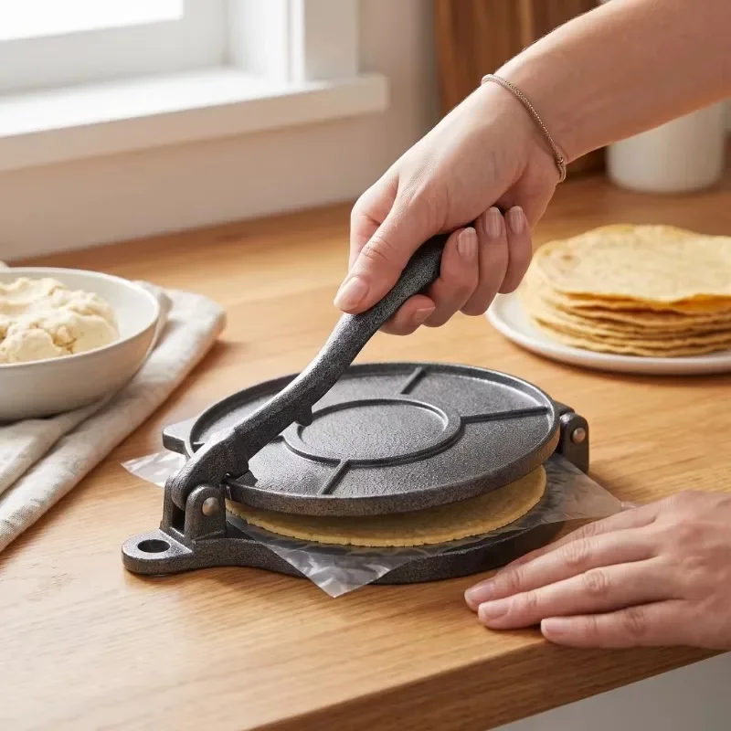 Portable Hand Press Dumpling Skin Maker Durable Aluminum Alloy Manual Tortilla Press Home Kitchen Dough Flattening Equipment