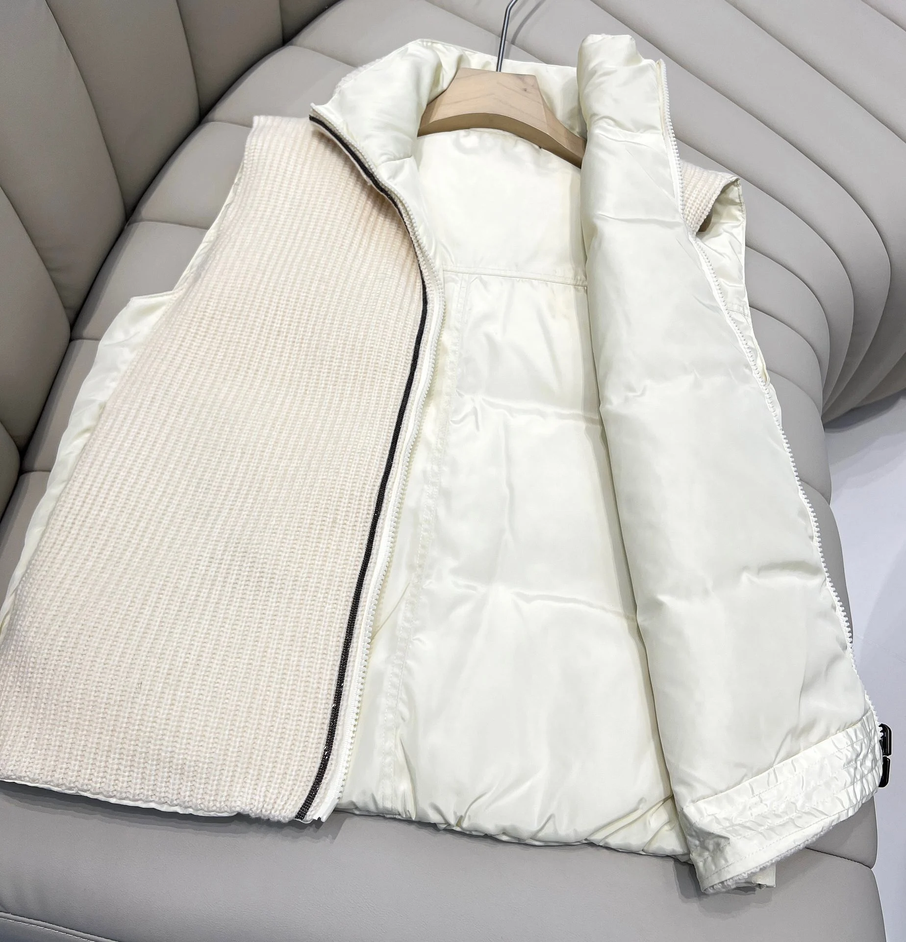 Gilet en duvet pour femme, haut avec patchwork, vêtements d'hiver, nouveau, 2024, 1102