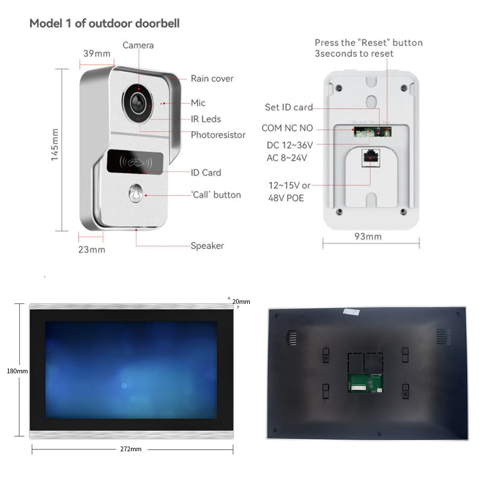 1080P 10 Inch Video Intercom for Home Wired Poe Doorbell Tuya Wifi IP Intercom System for Apartment Kit Access Control Card