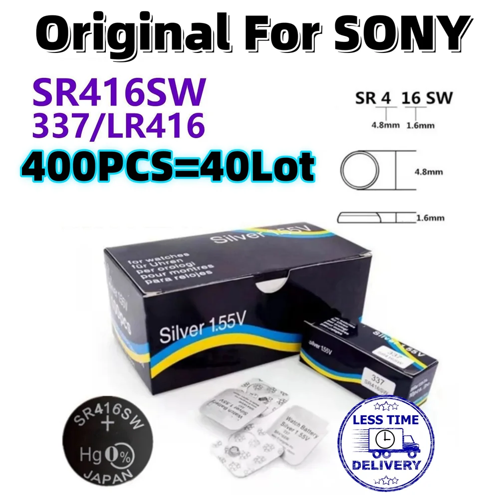 

400pcs Original For SONY SR416SW button battery watch battery coin cell batteries LR426 337 SR416SW 1.55V Individual packaging