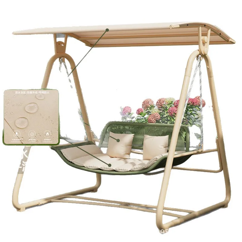 Adult Double Swing Chair Outdoor Courtyard Cradle Lazy Hanging Chair Villa Garden Balcony Leisure 2 Person Rocking Hammock Swing