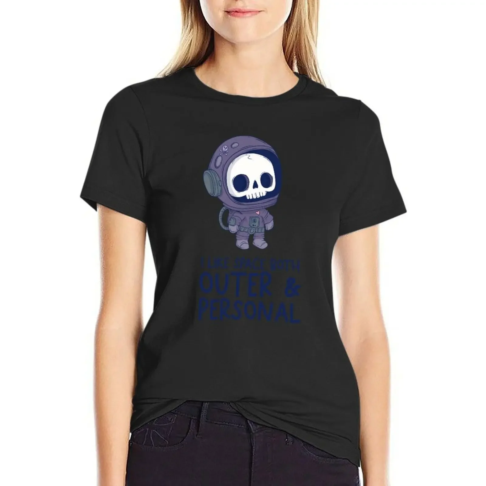 

I like space both outer and personal T-Shirt summer top kawaii clothes sports fans tight shirts for Women