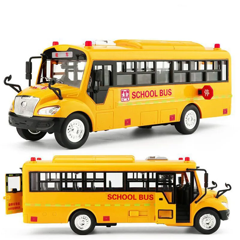 

Big Size Simulation School Bus Toys Car Inertial Pull Back Vehicles Diecast Model With Sound Lighting Kids Educational Toy Gifts