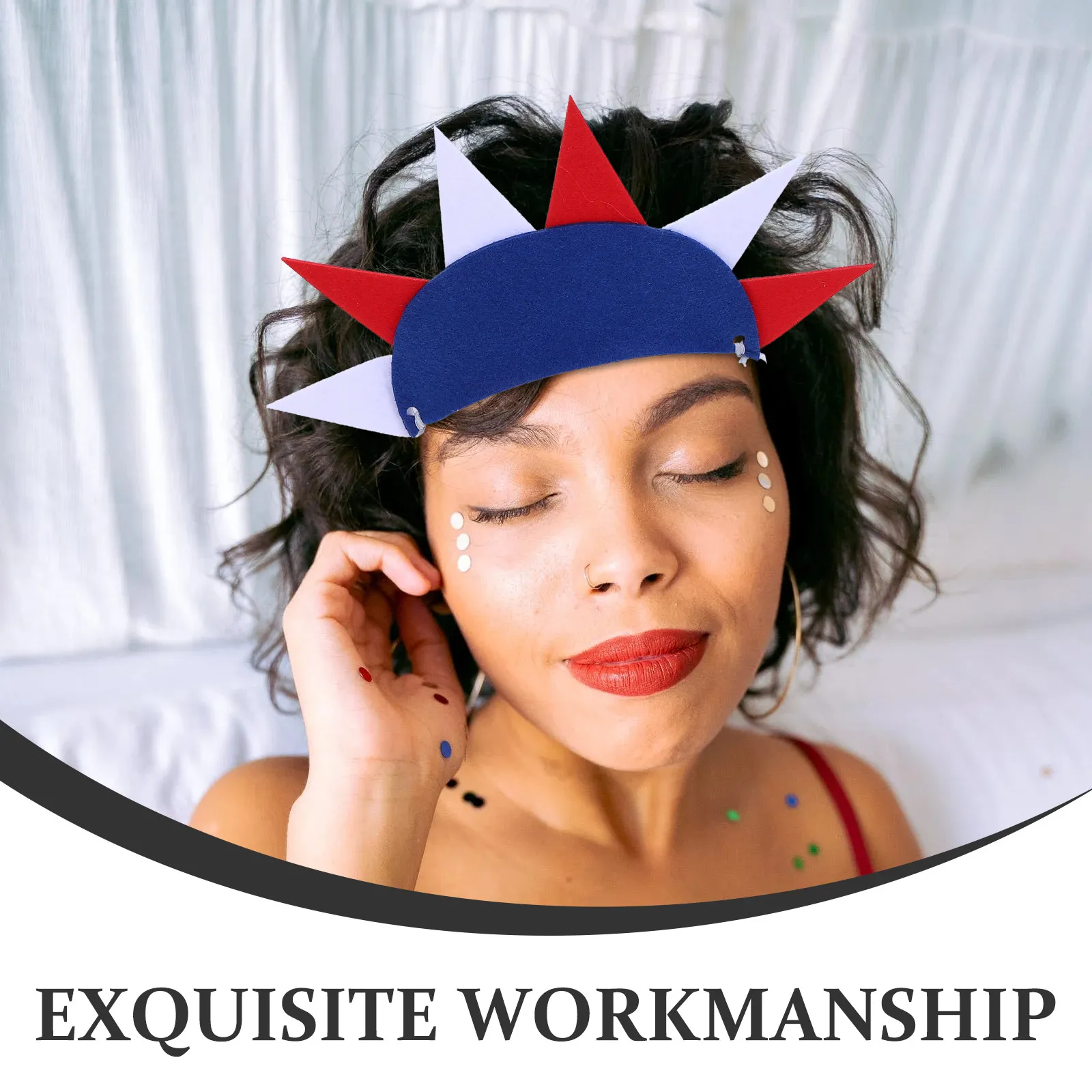 4 Peças: Chapéu Coroa Estátua da Liberdade, Tiara Dia da Independência, Viseira Fantasia Lady Liberty, Faixas de Cabelo Lembrança, Cosplay Deusa da Liberdade