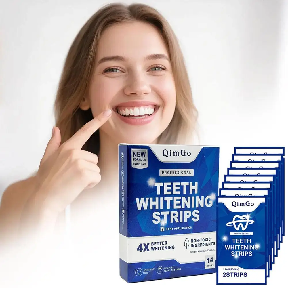 

Professional Tooth Whitening Strips 14-48 Treatments Kit Mild Formula Enamel Safe Stains Removal Brighten White Teeth Care Patch