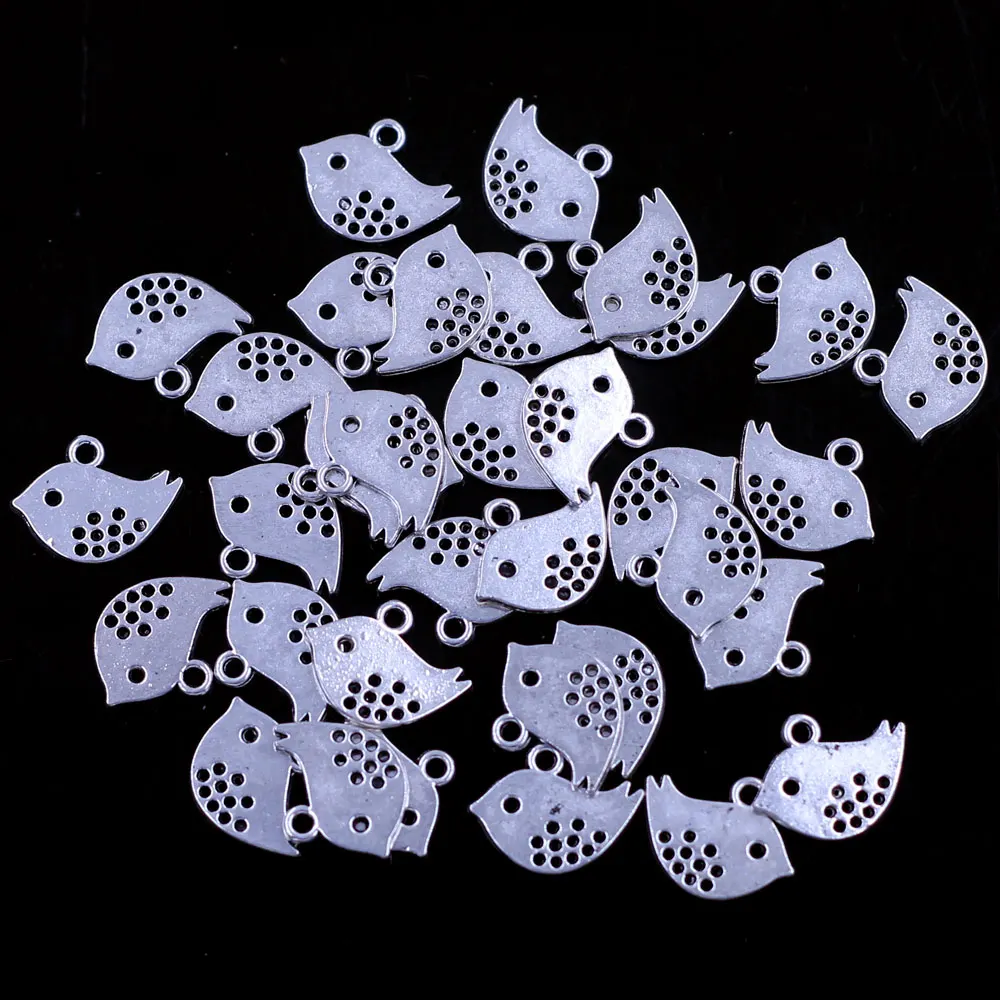 

300Pcs Silver Tone Birds Pigeon Dove Animal Pendants 16x13mm