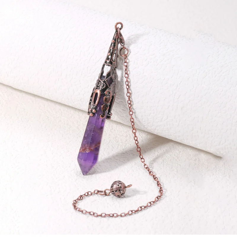 Reiki Natural Stone Crystals Pendulum for Divination Amethysts Black Obsidian Pendant Healing Point Quartz Spiritual Pendulos