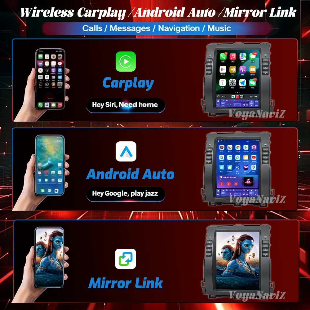 Android 15 Wireless Carplay Auto For Prado 120 Lexus GX470,Toyota Land Cruiser 2002-2009 Car Radio Automotive Multimedia GPS BT