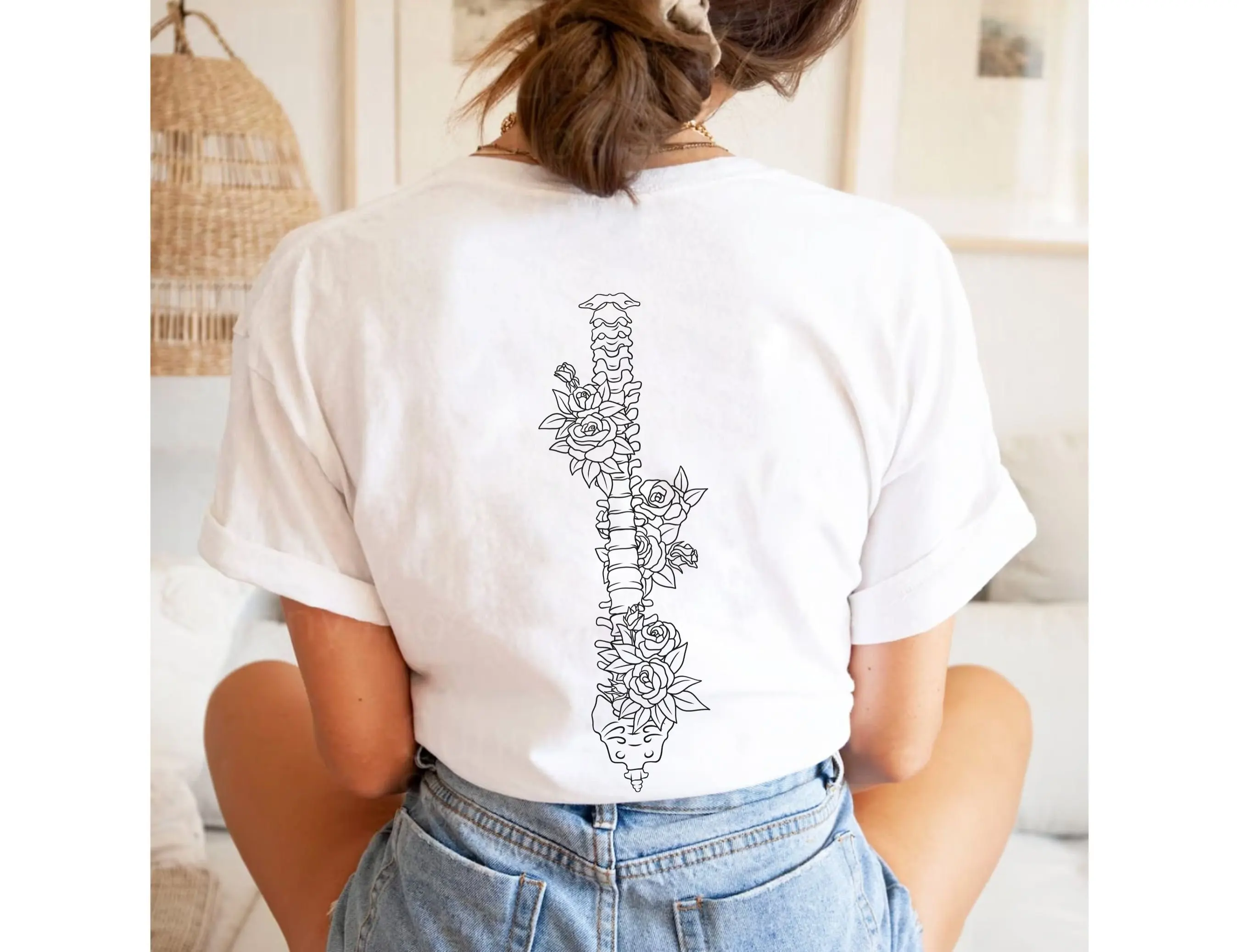 

Floral Spine Skeleton T Shirt Scoliosis Anatomy