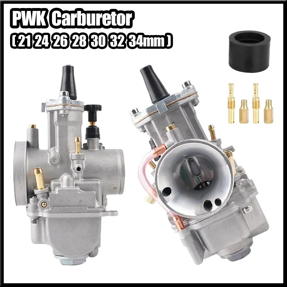 New PWK Universal Carburetor, 21 24 26 28 30 32 34mm PWK Motorcycle Carburetor Power Injection for Racing Mikuni Koso ATV Yamaha