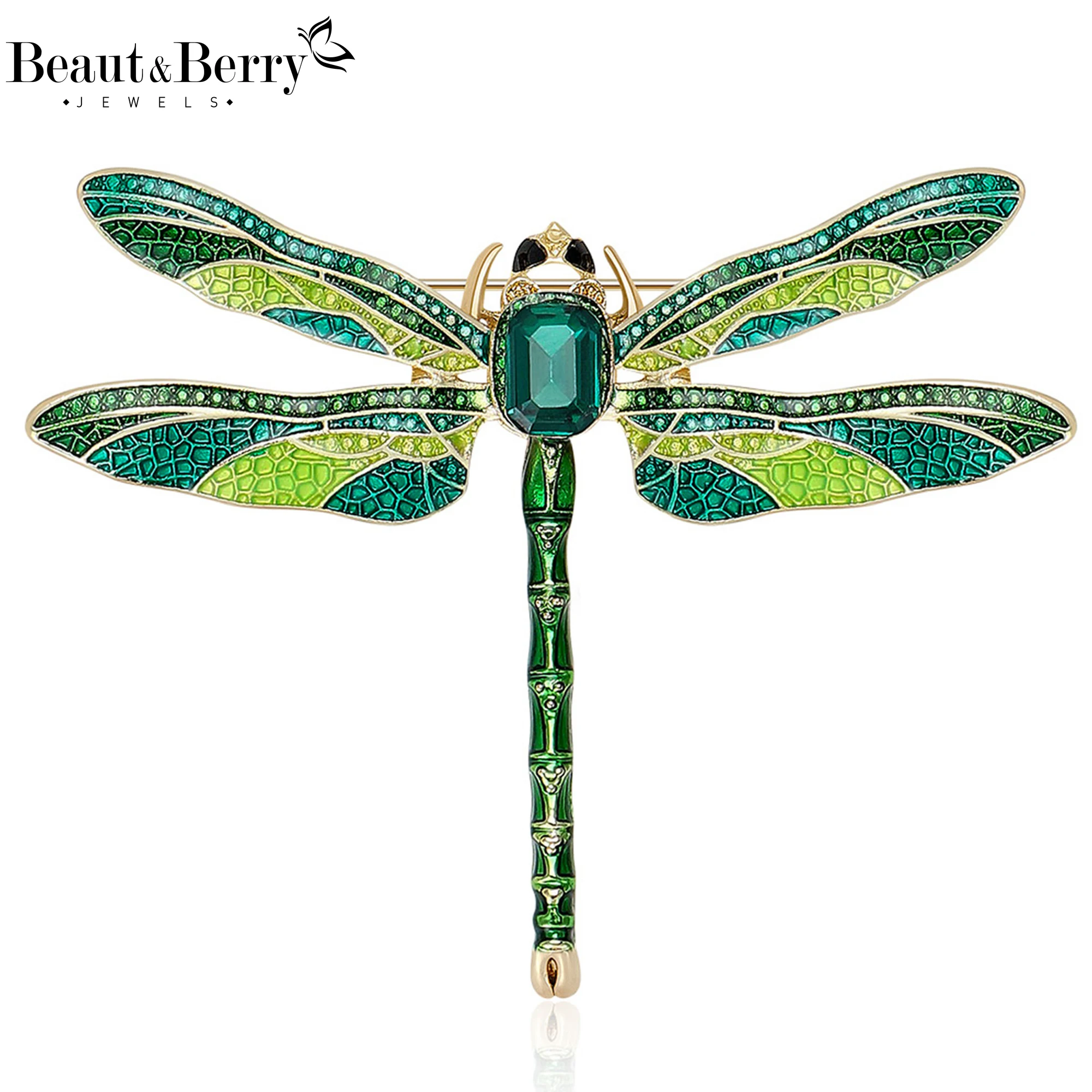 Beaut&Berry Classic Rhinestone Dragonfly Brooches for Women Unisex Insect Pins Friends Party Gifts Banquet Jewellery Accessories
