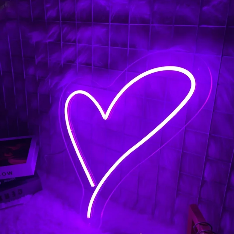 Heart Neon Sign, Led Neon Light, Custom Wedding Party Wall Decor, Bedroom Neon Light, Anniversary Gift, Love Art Neon Sign