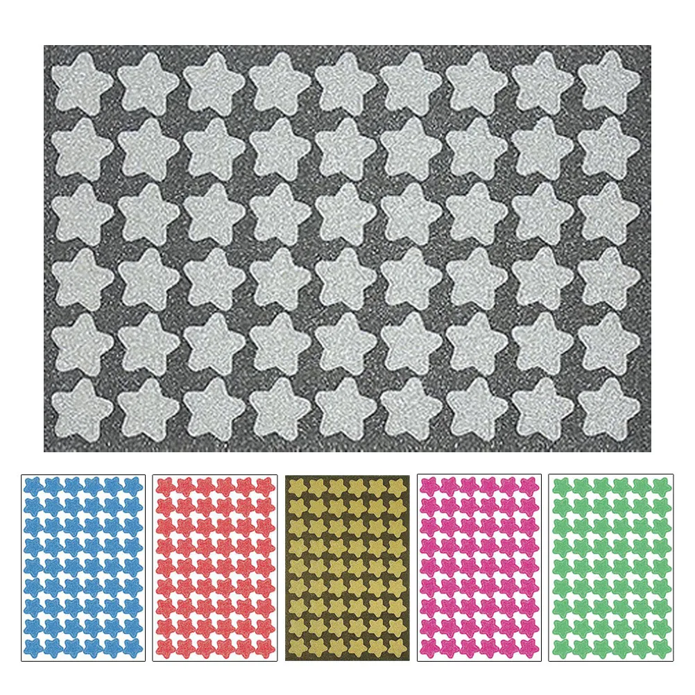 6Sheets Vibrant Glitter Star Stickers Mini Reward Stickers for Children Positive Reinforcement Behavior Charts Teachers