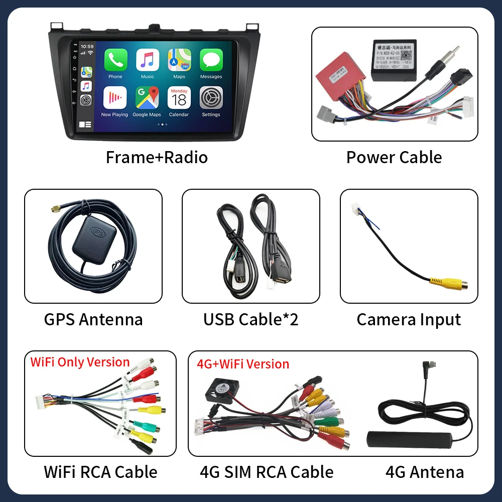 Autoradio Android 16 para Mazda 6 GH 2008 - 2012 Carplay Navigazione Multimedi unidad principal pantalla DVD GPS No DSP 2Din Dash Cam 5G